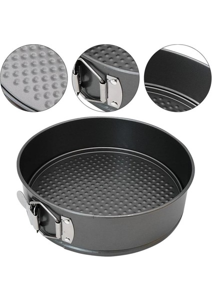 24CM Çelik Teflon® Kek Kalıbı Kilitli Kelepçeli Yanma Yapışma Yapmayan Kilitli Yuvarlak Metal Kalıp