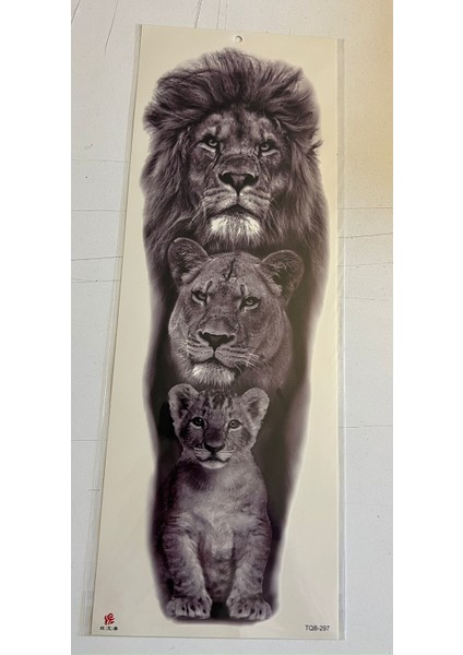 Aslan Ailesi 1 Hafta Kalıcı Tam Kol Bacak Yapıştırma Geçici Dövme 46 cm