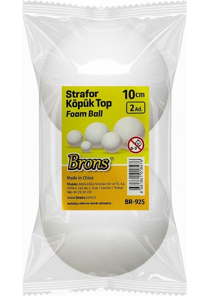 Strafor Köpük Top 10 cm 2 Adet (BR-925)