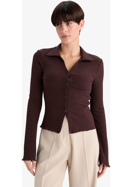 Fitted Polo Yaka Fitilli Kaşkorse Hırka G3057AX25WN fırsatları