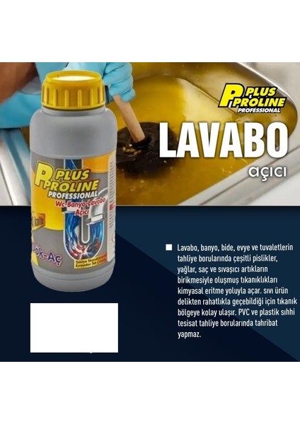 p-plus proline profesyonel wc-banyo-lavabo açıcı dök aç 1900gr (1000ml)
