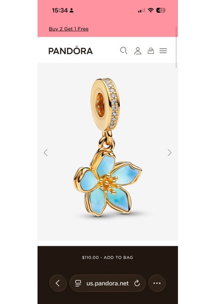 Gold Mavi Çiçek Sallantılı Charm modelleri