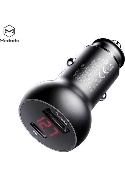 CC-6810 1xtype-C 1xusb Girişli Pd3.0 Hızlı Araç Çakmak Şarj Cihazı - Siyah indirimleri