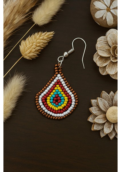 Küçük Renkli Boncuklu Damlacık Küpe – Bohem & Etnik Stil fiyatları
