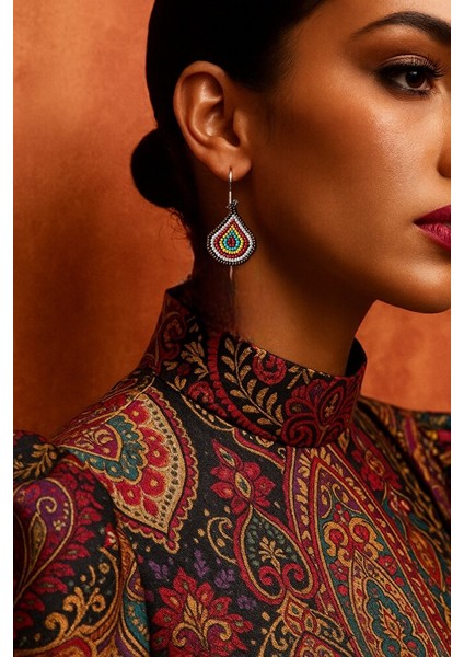 Küçük Renkli Boncuklu Damlacık Küpe – Bohem & Etnik Stil modelleri