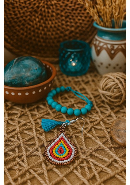 Küçük Renkli Boncuklu Damlacık Küpe – Bohem & Etnik Stil indirimleri