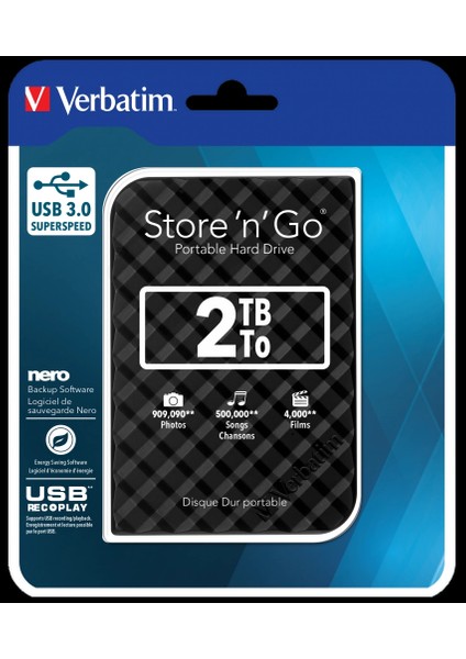 Verbatım 53195 - 2tb USB 3.0 Black Portable Hard fırsatları