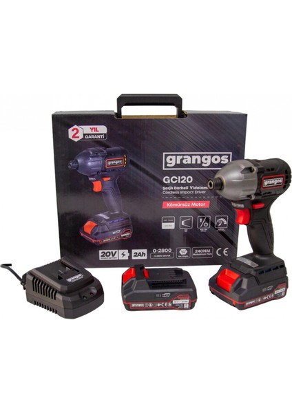 Grangos GCI20-T2 20V 2 Ah Çift Akülü Darbeli Vidalama