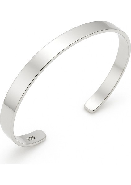 Gümüş Düz Erkek Kelepçe Bilezik