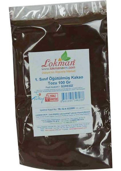 1. Sınıf Öğütülmüş Kakao Tozu 100 gr Paket fiyatları