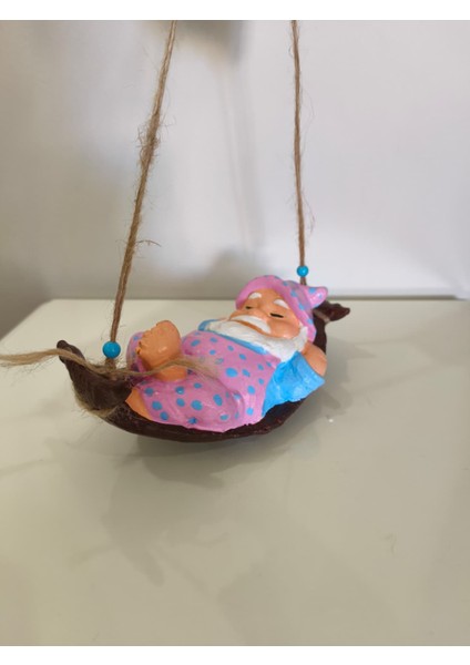 Hamakta Sallanan Cüce Dekoratif Biblo Balkon Süsü - Dekoratif Ev Aksesuarı