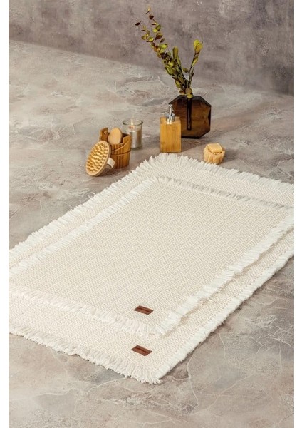 Bath Rug Set Krem 2'li 75X125 60X90