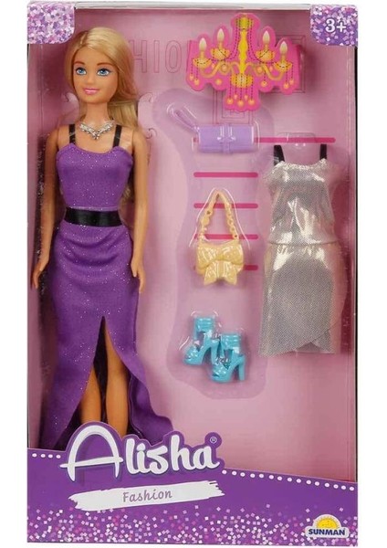 3393 Sun-Rst-Sıs Minik Alisha Yedek Kıyafetli Bebek Set 29 cm - Sunman