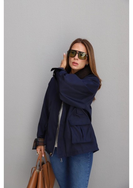 Lacivert Yaka Detay Ceket modelleri