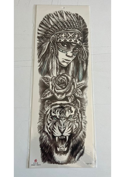 Kızıl Derili Kaplan 1 Hafta Kalıcı Tam Kol Kaplama Bacak Yapıştırma Geçici Dövme 46 cm