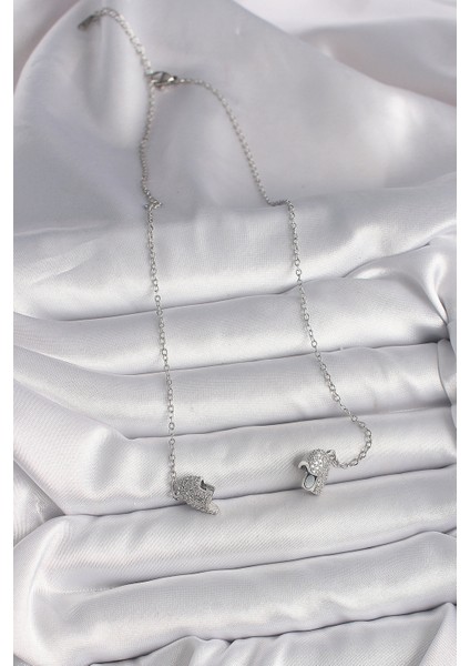 316L Çelik Gümüş Renk Zirkon Taşlı Mıknatıslı Kalp Model Kadın Kolye modelleri