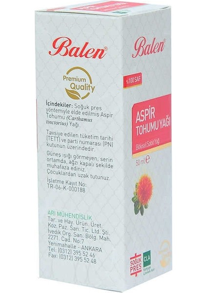 Aspir Tohumu Yağı Soğuk Pres 50 ml Cam Şişe fiyatları