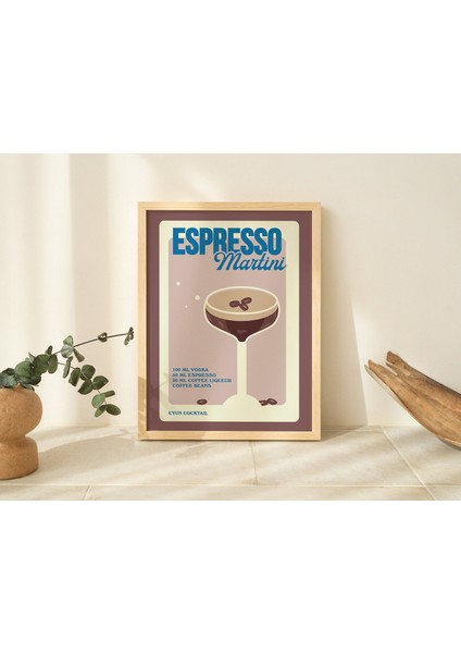 Espresso Martini Kokteyl Baskısı, Mutfak Bar Posteri, Alkol Baskısı, Galeri Duvar Dekoru