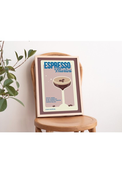Espresso Martini Kokteyl Baskısı, Mutfak Bar Posteri, Alkol Baskısı, Galeri Duvar Dekoru fiyatları