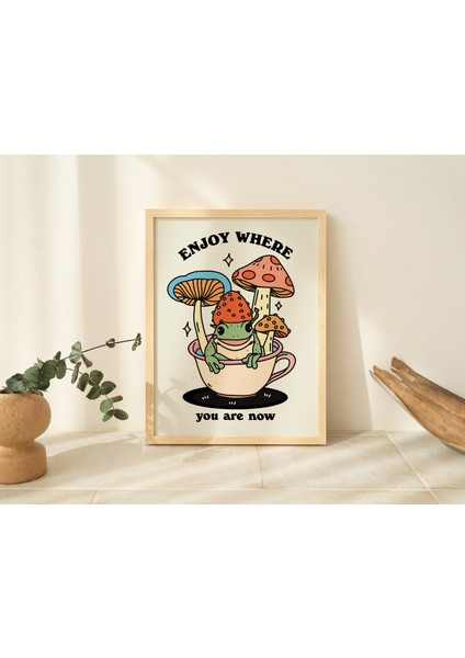 Cottagecore Kurbağa Poster Baskısı, Retro Pozitif Alıntı, Vintage Kurbağa Mantar Illüstrasyonu