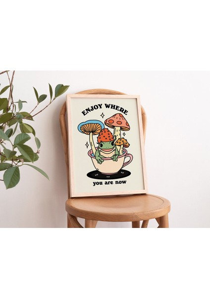 Cottagecore Kurbağa Poster Baskısı, Retro Pozitif Alıntı, Vintage Kurbağa Mantar Illüstrasyonu fiyatları