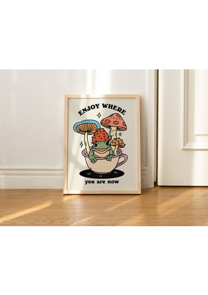 Cottagecore Kurbağa Poster Baskısı, Retro Pozitif Alıntı, Vintage Kurbağa Mantar Illüstrasyonu modelleri