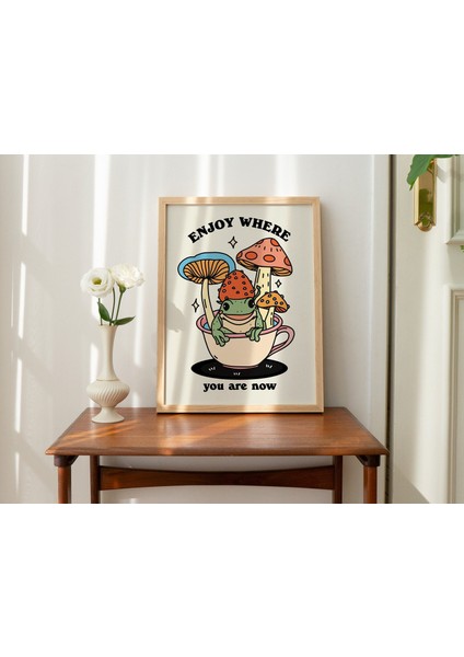 Cottagecore Kurbağa Poster Baskısı, Retro Pozitif Alıntı, Vintage Kurbağa Mantar Illüstrasyonu fırsatları