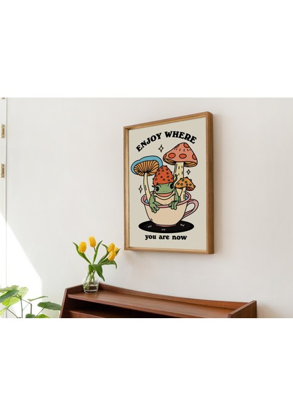 Cottagecore Kurbağa Poster Baskısı, Retro Pozitif Alıntı, Vintage Kurbağa Mantar Illüstrasyonu indirimleri