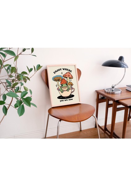 Cottagecore Kurbağa Poster Baskısı, Retro Pozitif Alıntı, Vintage Kurbağa Mantar Illüstrasyonu