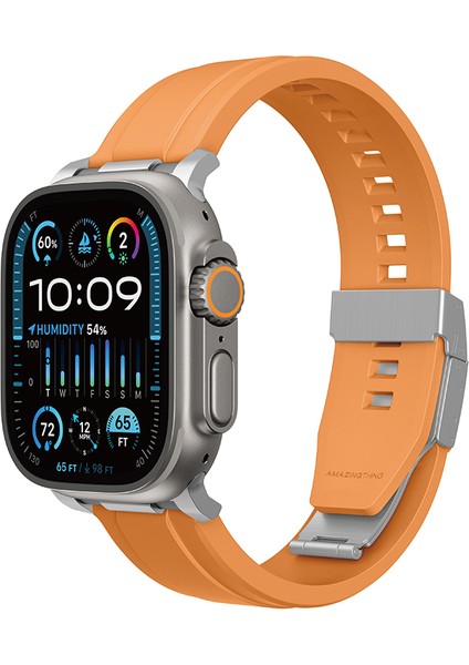Watch 42MM Uyumlu Amazingthing Titan Chrono Silikon Kordon Strap Kayış Turuncu