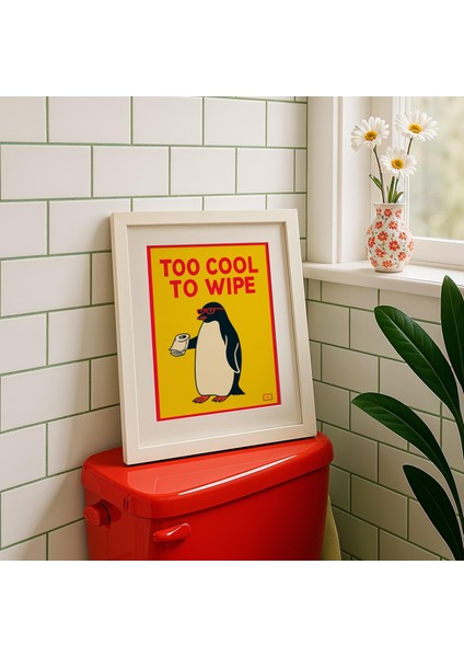 Komik Penguen Banyo Posteri: Retro Tuvalet Kağıdı ( & )