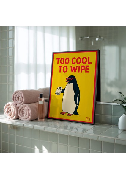 Komik Penguen Banyo Posteri: Retro Tuvalet Kağıdı ( & )