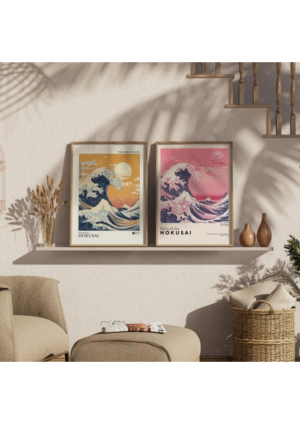 Büyük Dalga Poster Seti 2 Baskı, Hokusai, Japon Duvar Sanatı, Hokusai Poster