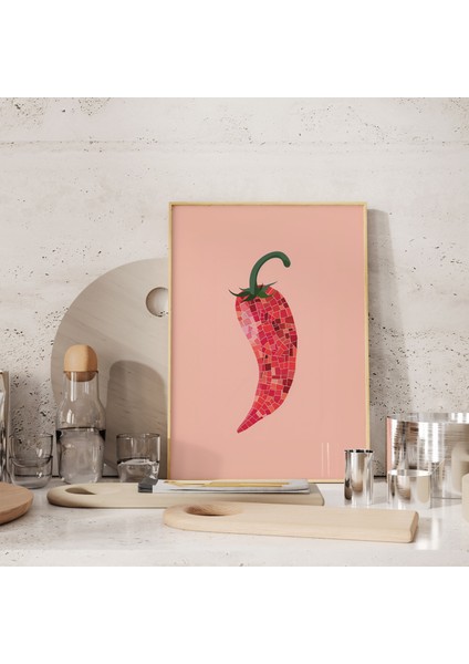 Kırmızı Biber Poster, Mutfak Duvar Sanatı, Mutfak Baskıları, Yemek Odası Duvar Sanatı, Dopamin Dekoru, Baskılar