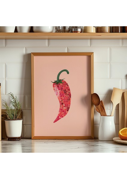 Kırmızı Biber Poster, Mutfak Duvar Sanatı, Mutfak Baskıları, Yemek Odası Duvar Sanatı, Dopamin Dekoru, Baskılar modelleri