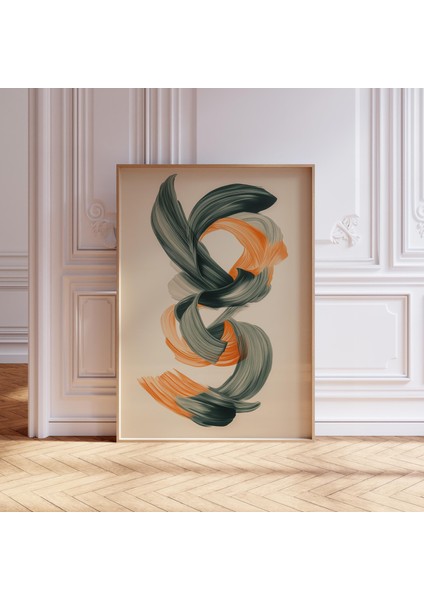 Adaçayı Yeşili Yanık Turuncu Boho Minimalist Sanat, Orta Yüzyıl Modern Duvar Sanatı