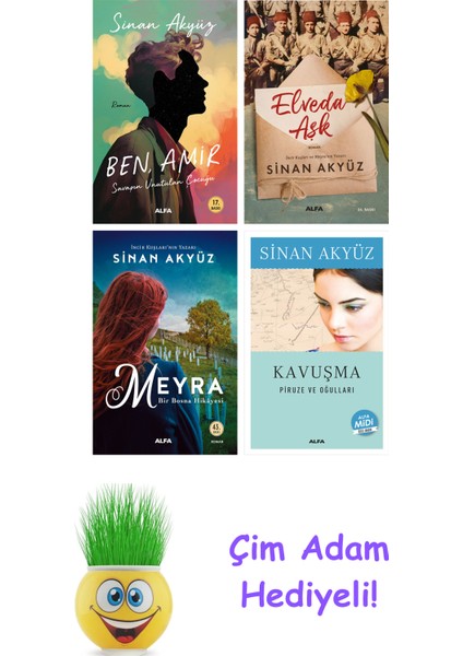 Sinan Akyüz 4 Kitap Seti + Çim Adam Hediye