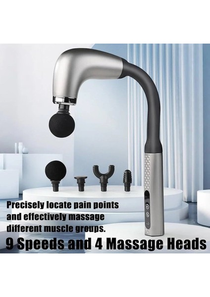 Masaj Çekici, 9 Hızlı Derin Doku Perküsyonu, 4 Başlıklı Uzun Saplı Boyun ve Sırt Masaj Aleti (5264) indirimleri