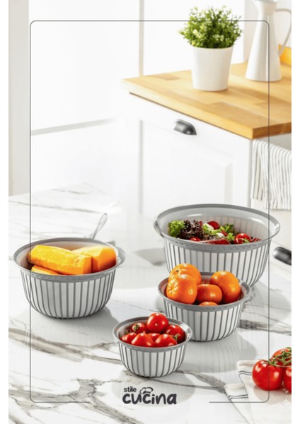 20'li Ekonomik Linea Yuvarlak Kase Seti Antrasit 4X(500 Ml- 1 Litre- 2 Litre- 3 Litre) indirimleri