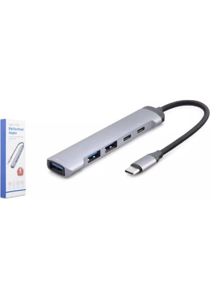 Hadron HDX7041 Type-C Hub 5-Usb Gri