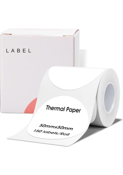 5 Adet 50 x 50 mm Lamine Termal Etiket Oval 150 Adet - Phomemo M110 M220 M221 Modellere Uyumludur fiyatları