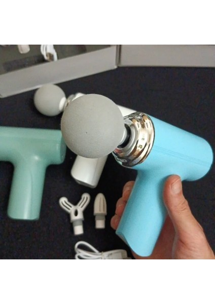 Masaj Tabancası Darbeli Titreşimli 4 Başlıklı Profesyonel Şarjlı Mini Masaj Aleti (5264)