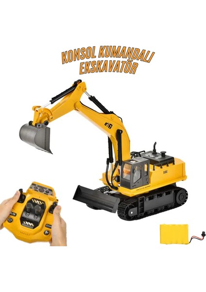 Oyuncak Uzaktan Konsol Kumandalı Ekskavatör Gövde 360° Döner Kepçesi Hareketli Şarjlı Işıklı Müzikli