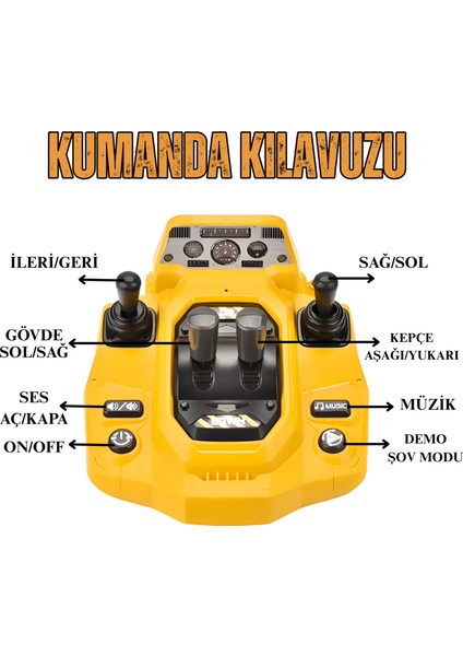 Oyuncak Uzaktan Konsol Kumandalı Ekskavatör Gövde 360° Döner Kepçesi Hareketli Şarjlı Işıklı Müzikli fiyatları