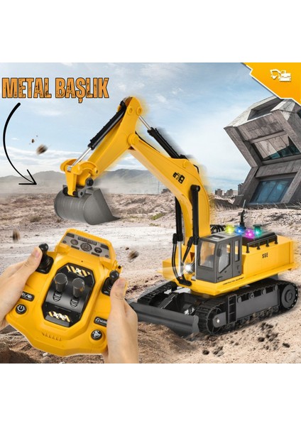 Oyuncak Uzaktan Konsol Kumandalı Ekskavatör Gövde 360° Döner Kepçesi Hareketli Şarjlı Işıklı Müzikli