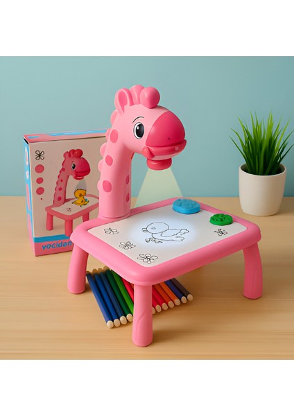 Boyama Masası Çocuklar Için Akıllı | Projeksiyonlu Eğitim ve Eğlence Bir Arada-Pembe