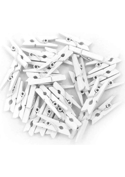 100'LÜ Beyaz Ahşap Mandal 2.5cm (10'lu PAKET-1000 Adet)