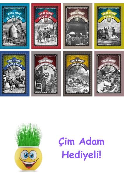 Jules Verne 8 Kitap Seti + Çim Adam Hediye