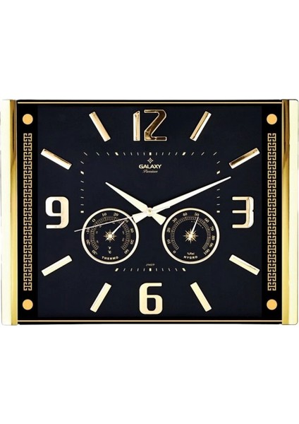 Premium Barometreli Isı - Nem Ölçer Kabartma Rakamlı Duvar Saati 41.5X32CM 707-A-1 (4887)