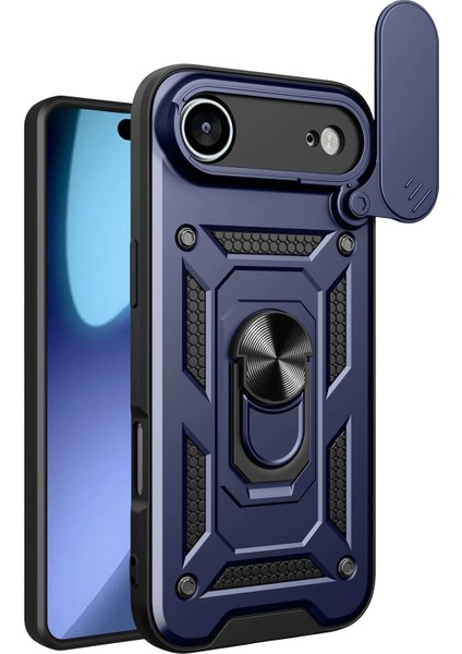 Apple iPhone 17 Air Kılıf Kamera Korumalı Sürgülü Yüzüklü Armor Military Tank Kızaklı Sert Kapak